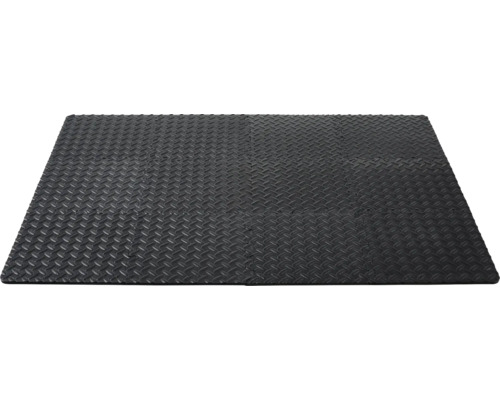 Covor puzzle negru cu model antiderapant