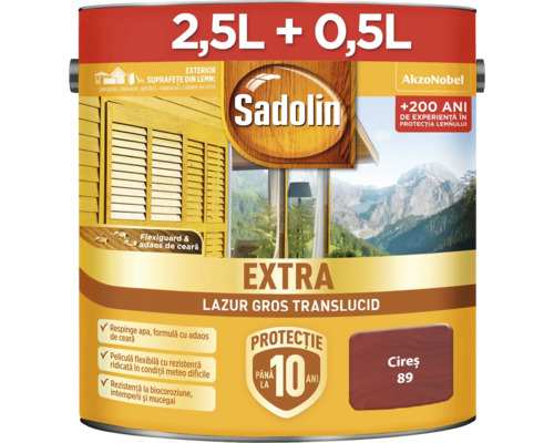Sadolin Extra lazur gros translucid 2,5 litri plus 0,5 litri cutie pentru exterior