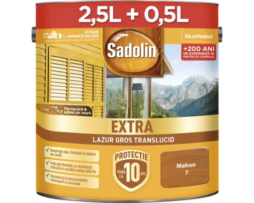 Sadolin Extra lazur gros translucid mahon 7, volum recipient 2,5 litri plus 0,5 litri
