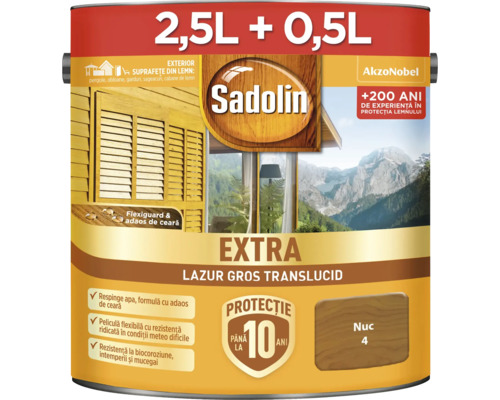 Cutie lazură pentru lemn Sadolin cu 2,5 litri plus 0,5 litri conținut