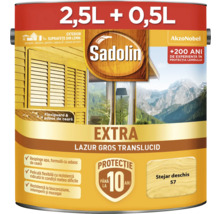 Cutie lac pentru lemn Sadolin cu conținut de 2,5 litri și 0,5 litri pentru exterior