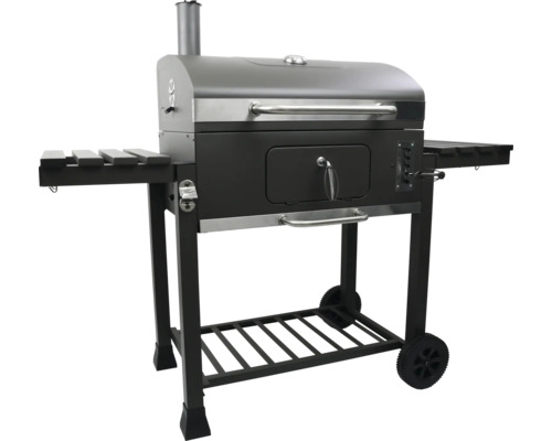 Grătar pe cărbune cu rafturi și roți