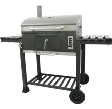 Grătar pe cărbune cu rafturi și roți