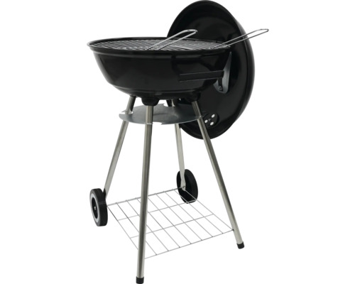 Grătar sferic cu grătar, capac și spațiu de depozitare