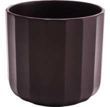 Ghiveci ceramic striat, de culoare închisă