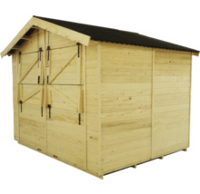 Căsuță de grădină din lemn cu ușă dublă și acoperiș