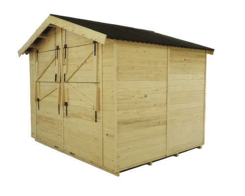 Căsuță de grădină din lemn cu ușă dublă și acoperiș în două ape