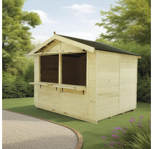 Chioșc de grădină din lemn cu fereastră de servire