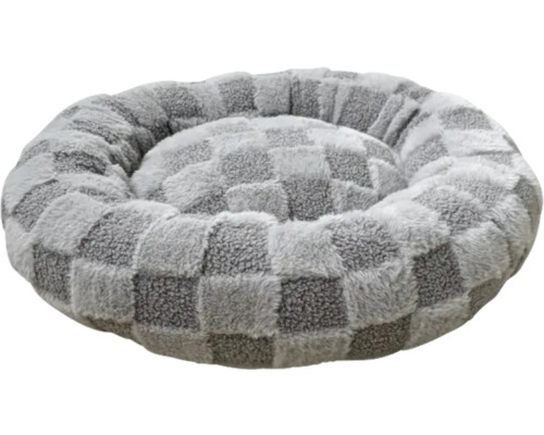 Pătuț gri cu carouri pentru câini