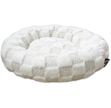 Pătuț moale și rotund pentru câini cu husă de pluș
