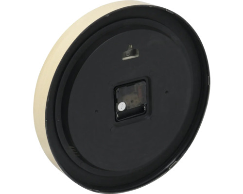 Spatele unui ceas de perete cu mecanism și dispozitiv de agățare