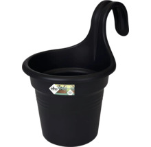 Ghiveci suspendat negru din plastic cu cârlig de fixare