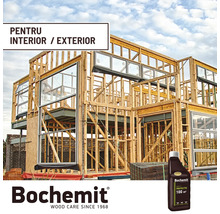 Casă din lemn în construcție cu agent de protecție a lemnului de la Bochemit