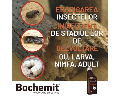 Soluție pentru protecția lemnului Bochemit pentru combaterea insectelor în toate stadiile de dezvoltare