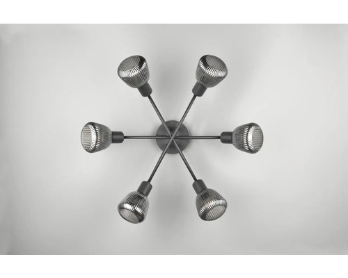 Lumină de tavan cu șase lămpi și abajururi din sticlă