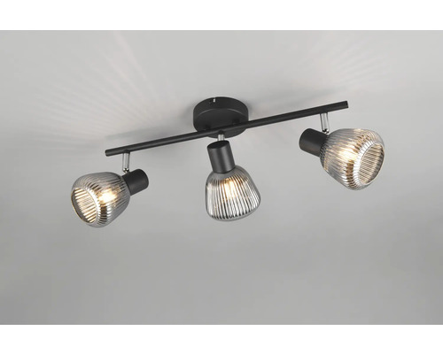 Lumină de plafon cu trei spoturi și sticlă striată