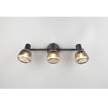 Lumină de tavan cu trei spoturi și abajur canelat