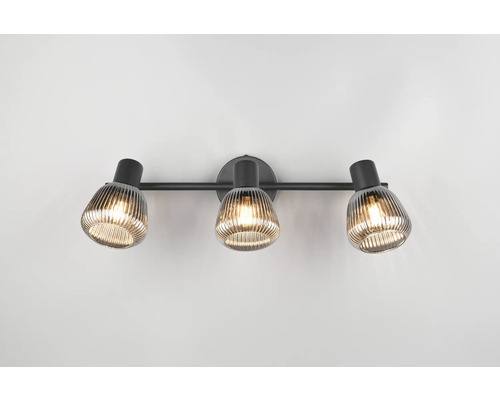 Lumină de tavan cu trei spoturi și abajur canelat