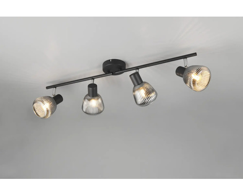 Lumină de plafon cu patru spoturi și sticlă canelată