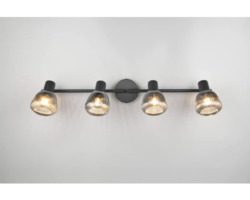 Lumină de plafon cu patru spoturi și abajur din sticlă canelată