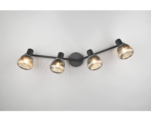 Lumină de plafon cu patru spoturi din sticlă și metal