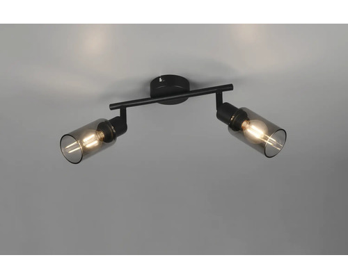 Șină spoturi Mars E14 max. 2x40W, sticlă fumurie Lumină de tavan cu două abajururi din sticlă fumurie