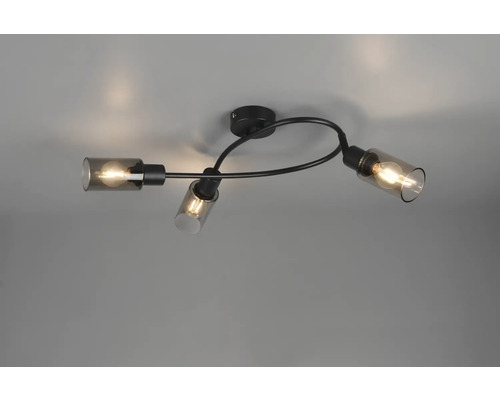 Lumină de tavan cu trei brațe și abajururi din sticlă