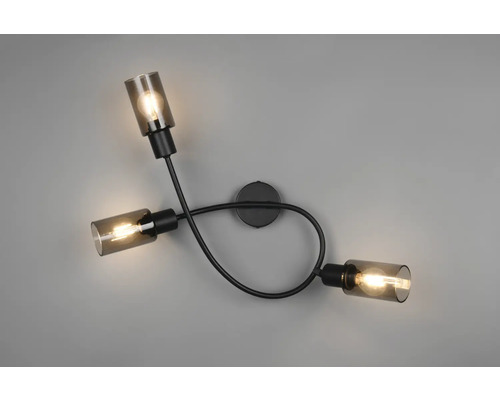 Lămpi de perete cu trei surse de lumină și abajururi din sticlă gri