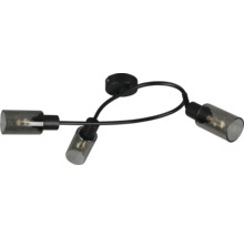 Lumină de plafon cu trei abajururi din sticlă afumată