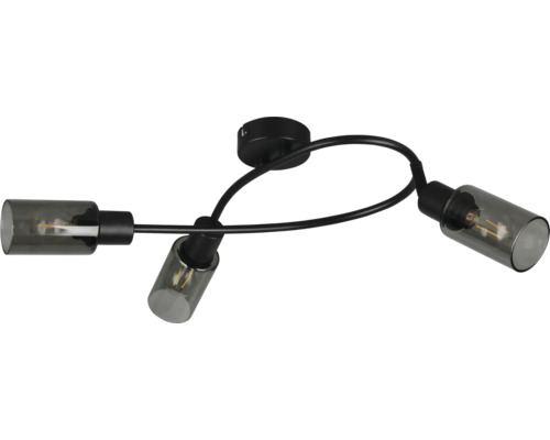 Lumină de plafon cu trei abajururi din sticlă afumată