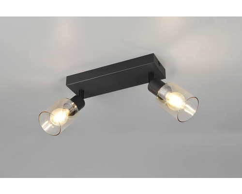Șină spoturi Cadiz E14 max. 2x40W, sticlă/chihlimbar Lumină de plafon cu două brațe și abajururi din sticlă de culoarea chihlimbarului