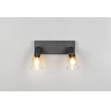 Lumină de perete cu două becuri și abajururi din sticlă de culoarea chihlimbarului