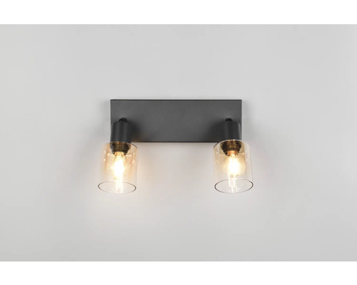 Lumină de perete cu două becuri și abajururi din sticlă de culoarea chihlimbarului