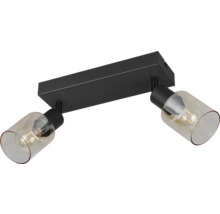 Lumină de tavan cu două spoturi și abajururi