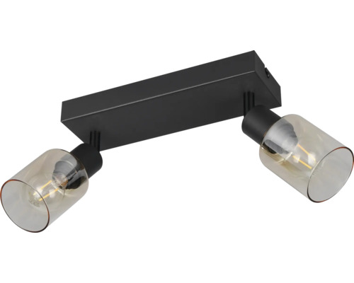 Lumină de tavan cu două spoturi și abajururi