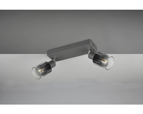 Lumină de plafon cu două spoturi și abajururi din sticlă