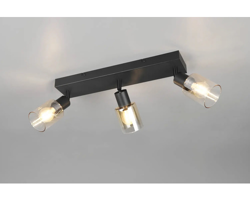 Lumină de tavan cu trei spoturi și abajururi din sticlă