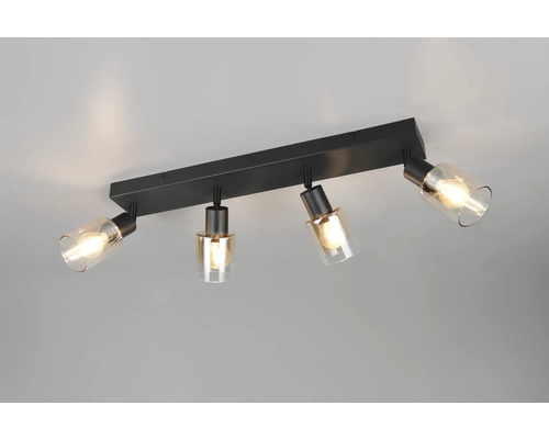 Lumină de plafon cu patru spoturi și abajururi din sticlă