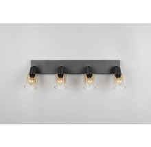 Lumină de perete cu patru abajururi de sticlă pe un suport dreptunghiular