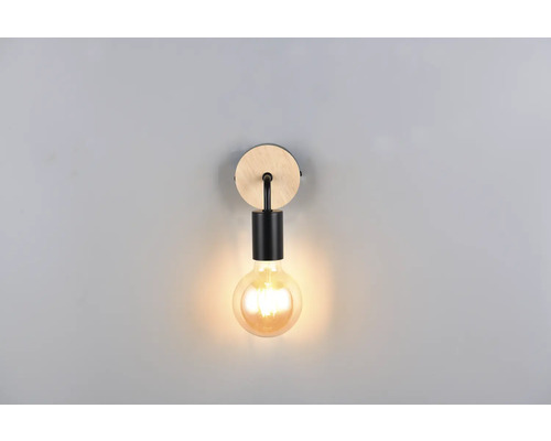 Lampa de perete cu bază de lemn și bec
