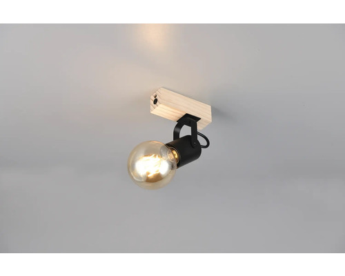 Lumină de tavan cu bază din lemn și bec