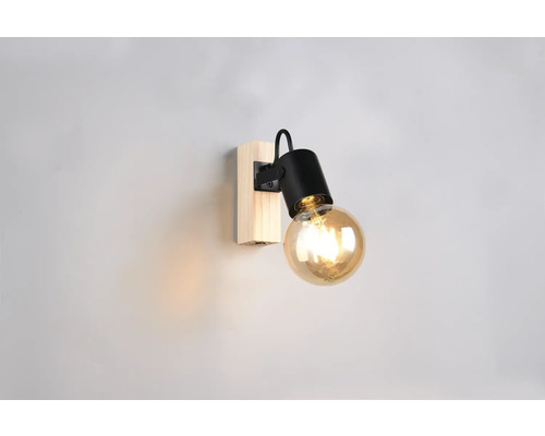 Lumină de perete cu suport din lemn și cap de lampă reglabil