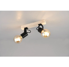 Lumină de tavan cu două spoturi din lemn și metal