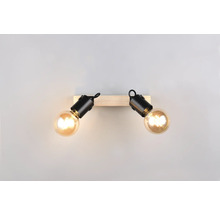 Lumină de perete cu două lămpi din lemn și metal