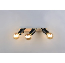 Lumină de plafon cu trei becuri pe bază de lemn