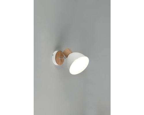 Lumină de perete albă cu detalii din lemn