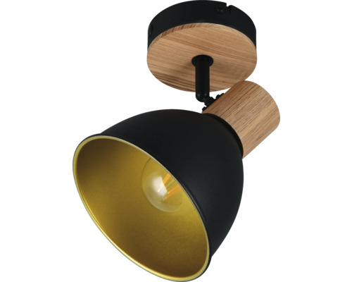 Spot aplicat Trio Delume E27 max. 1x60W, lemn metal/negru Lumină de tavan din lemn și metal cu o sursă de lumină