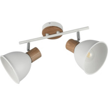 Lumină de plafon cu două spoturi din metal și lemn