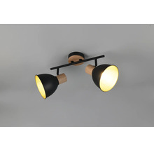 Lumină de plafon cu două spoturi, lemn și metal