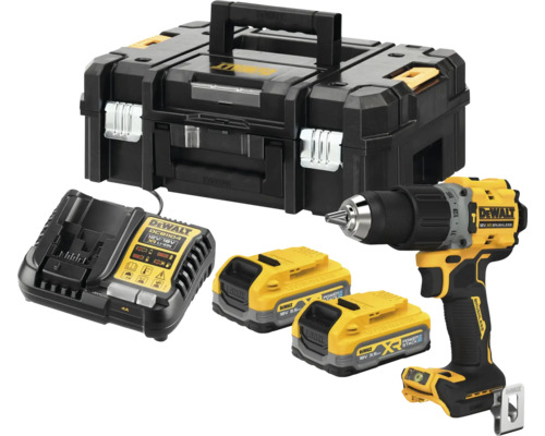 Mașină de găurit pe bază de acumulator DeWalt DCD805S2T-QW 18V, mat. tare max. 90Nm, 650r/min Set de șurubelniță cu acumulator cu doi acumulatori, încărcător și cutie de scule
